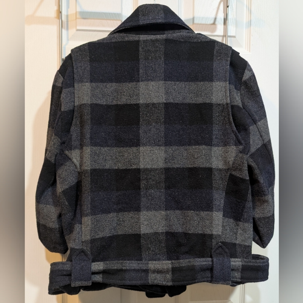 American Eagle Y2K Moto Jacket Zip Plaid Blue - Picture 4 of 7